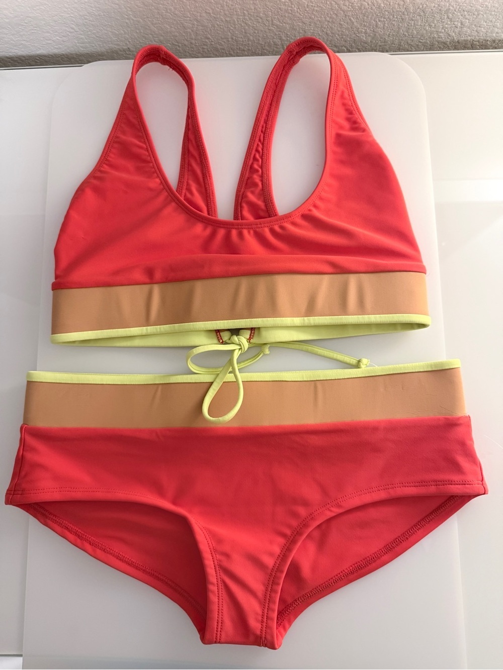 Free People The Seea Naya Coral Two-Piece Bikini Set Top Lg Bottom Sm NWOT